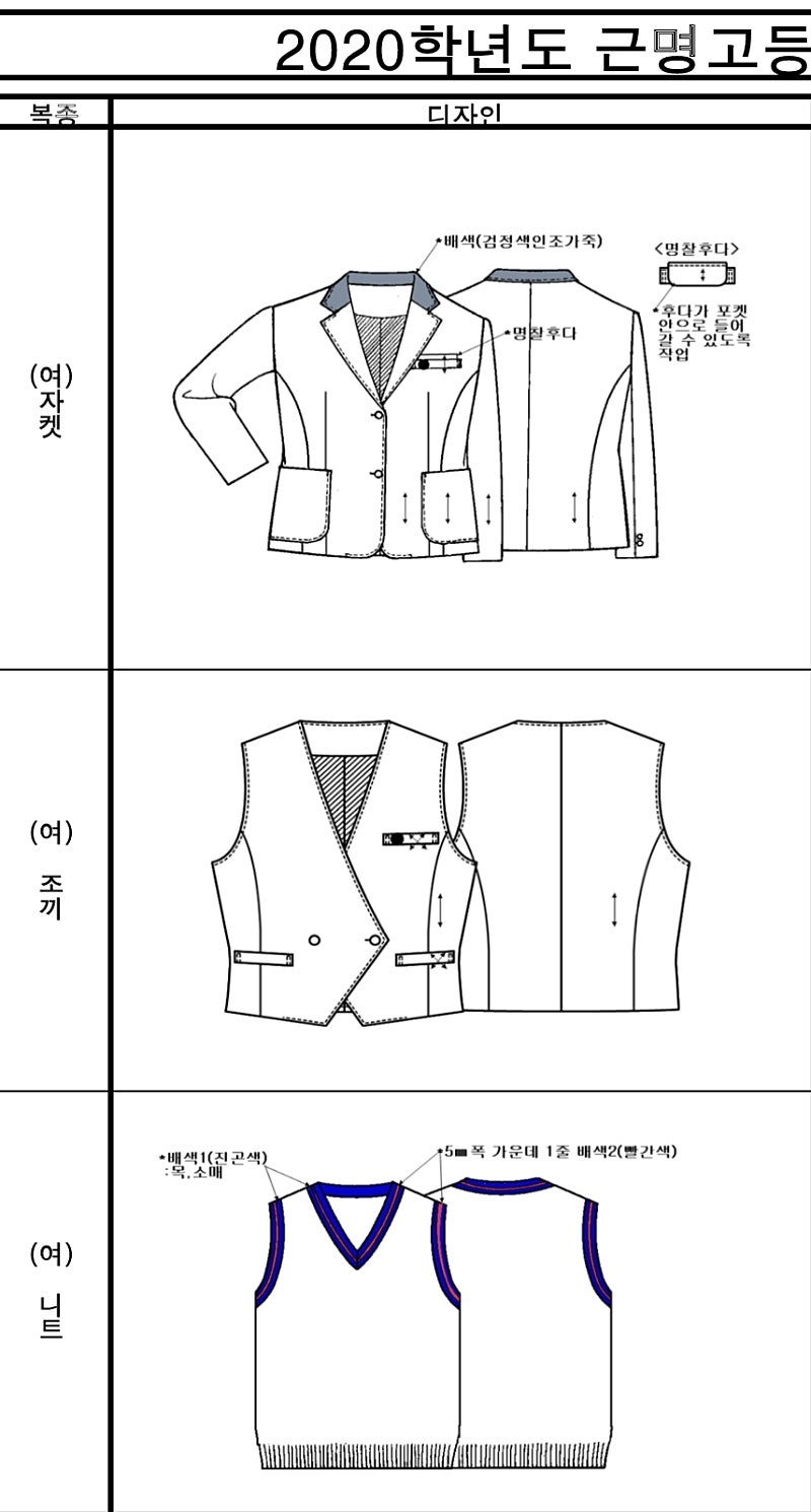 근명고등학교 교복 구매합니다