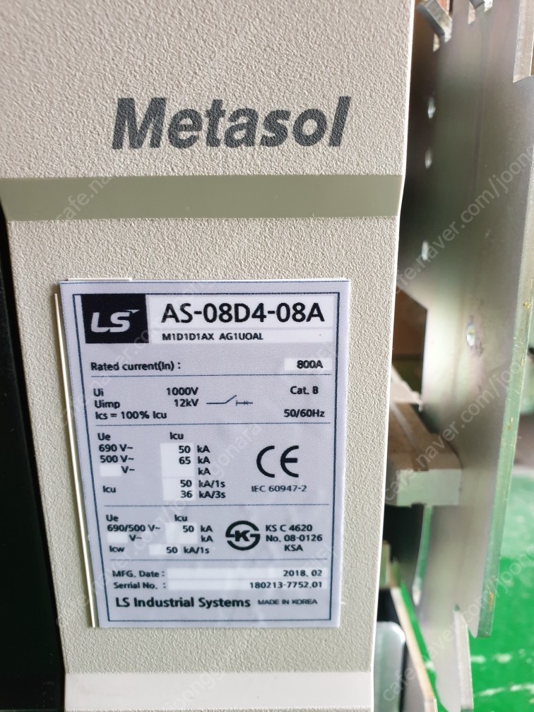 Metasol LS산전 ACB기중차단기 4P 800A 인출형 모델 판매합니다