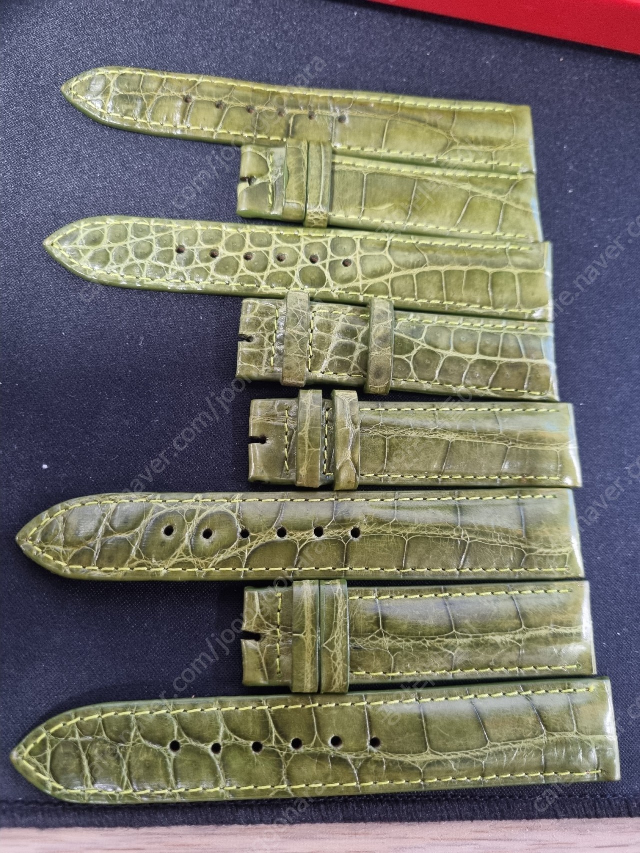 개인공방 새상품 제작 악어 가죽 시계줄 20-18mm 올리브색상