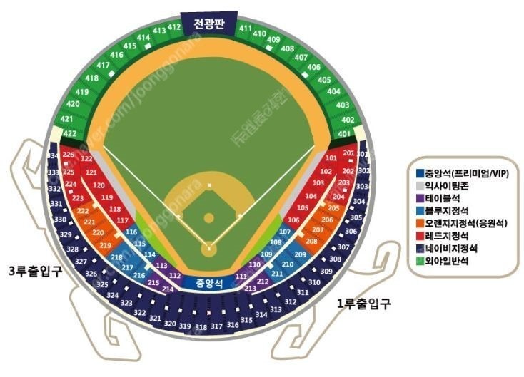 5/6 (목) 엘지vs두산 1루 3루 중앙네이비 오렌지응원석 거리두기 2연석 (통로석)